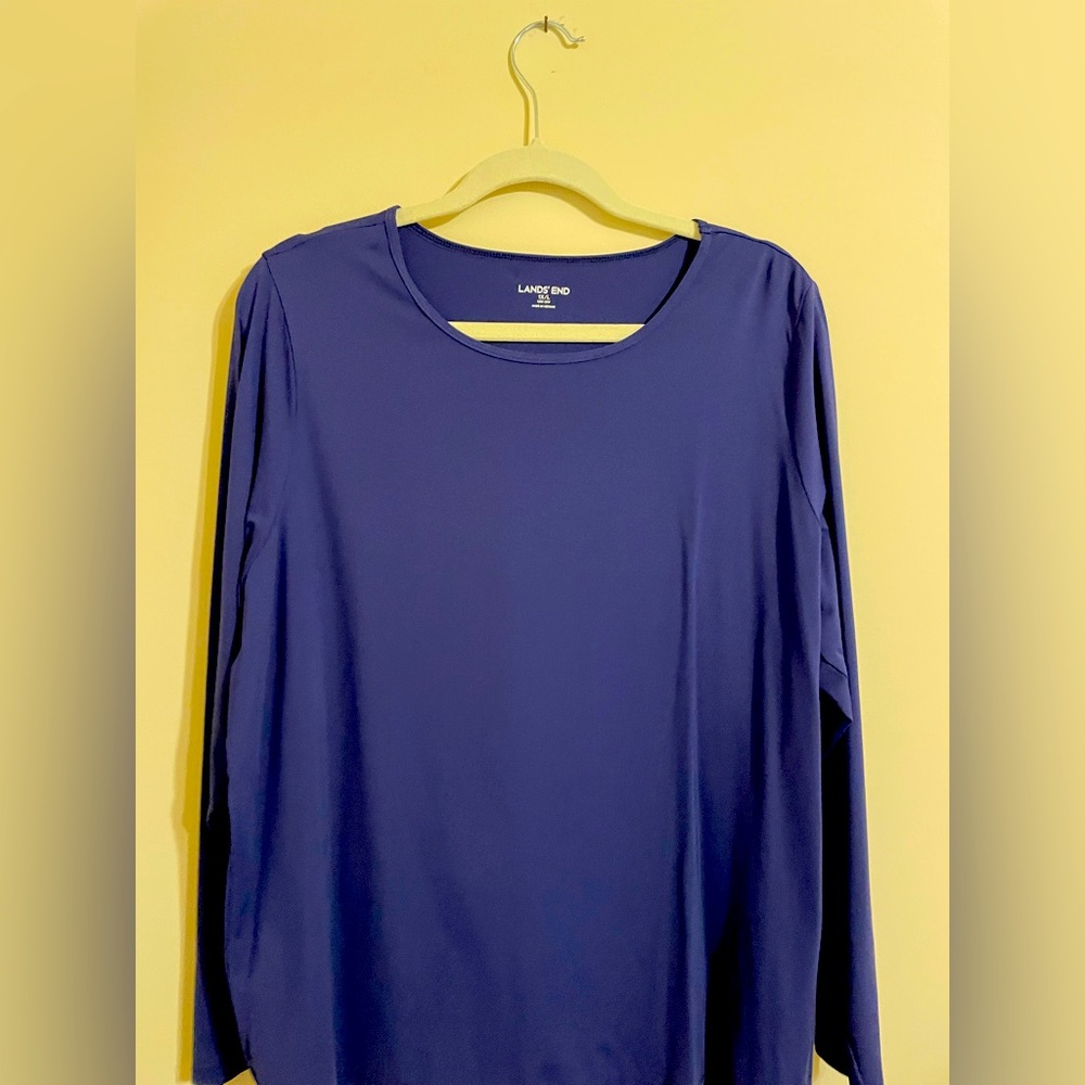 Lands End Navy Blue sun protection shirt. 1X